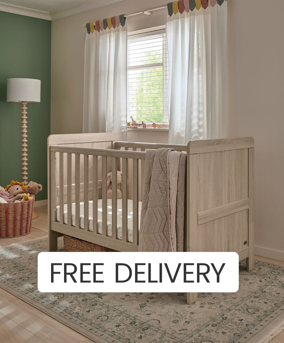 Mamas & Papas Atlas Cotbed - Oak - Light Oak - Convertible to Toddler Bed - 3 Adjustable Base Heights