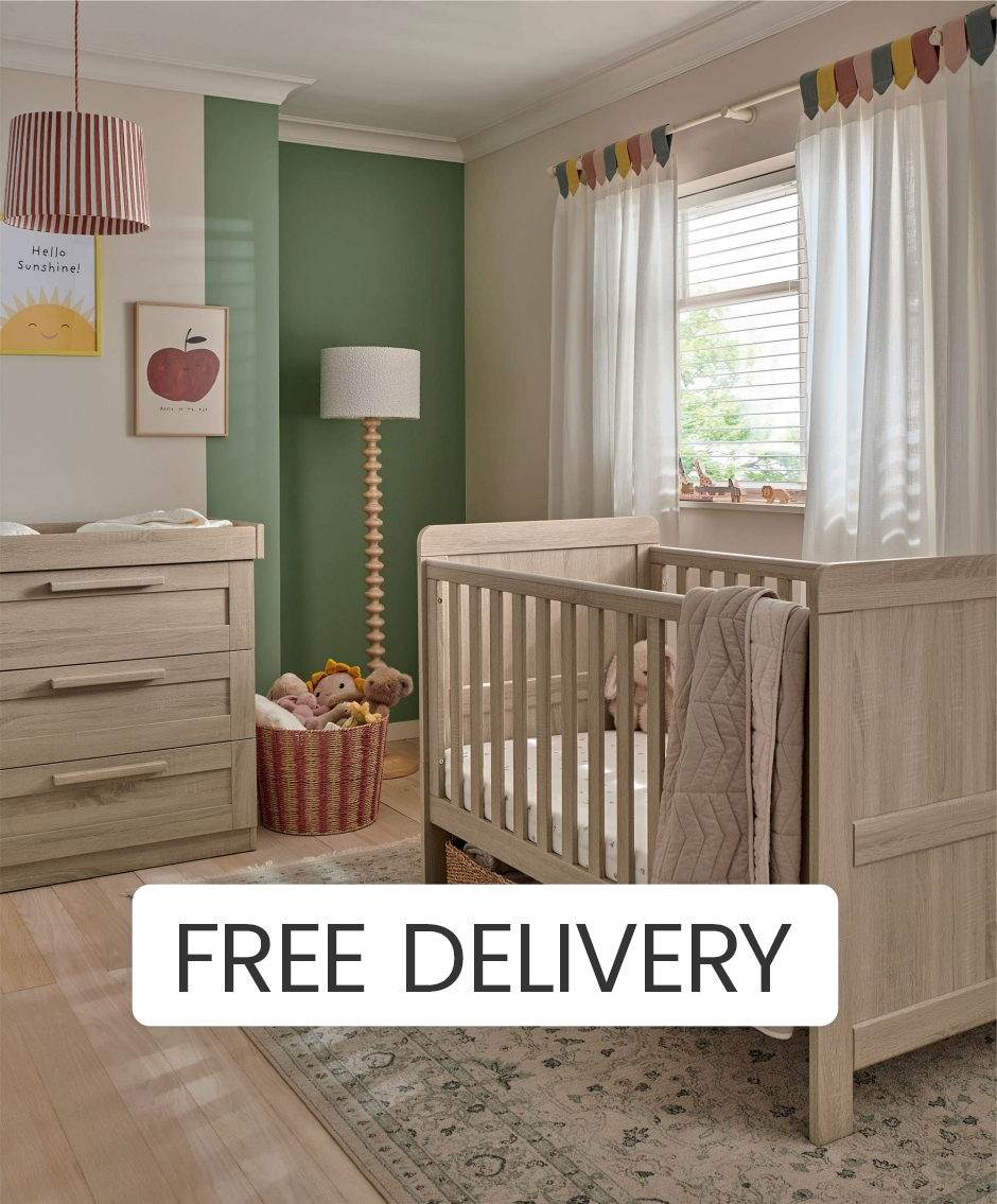 Mamas & Papas Atlas Oak Cot Bed & Dresser Changer Set
