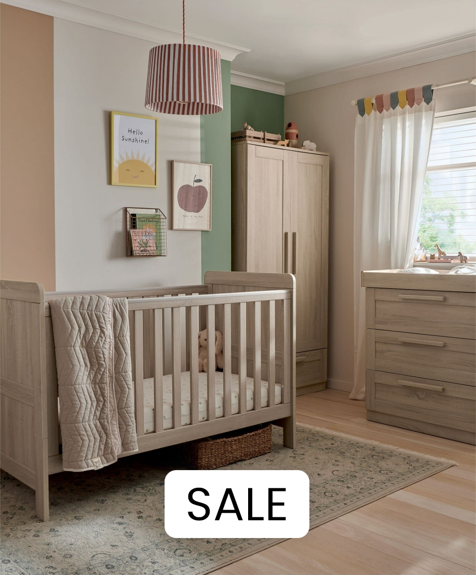 Mamas & Papas Atlas Cot Bed, Dresser & Wardrobe Set - Light Oak - Wood