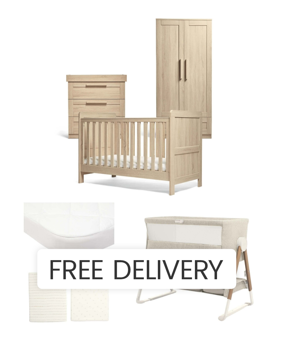 Mamas & Papas Atlas Nursery Bundle with Lua Bedside Crib (6 Piece)