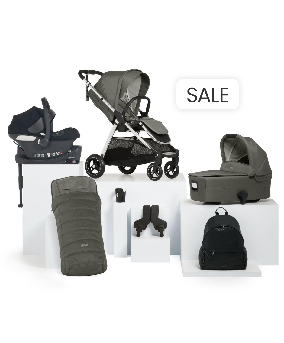Mamas & Papas Flip XT3 Pushchair Travel System Bundle - Harbour Grey - Lie-flat Seat - One-hand Fold