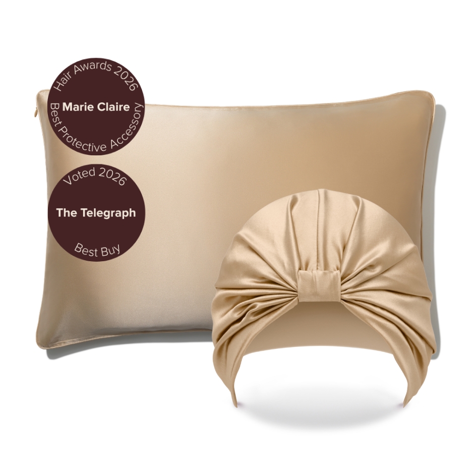 SILKE 100 Mulberry Silk Gift Set  Pure Silk Bonnet  Pillowcase  Caramel