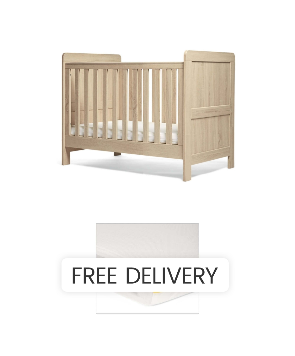 Mamas & Papas Atlas Convertible Cot - Oak - Baby Bed - 125 x 68.2 x 95.6cm