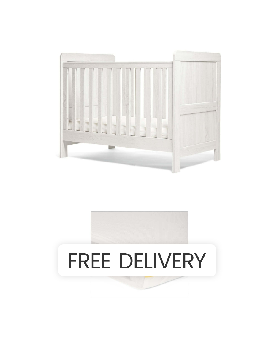 Mamas & Papas Atlas Convertible Cot - White - Wood - Baby Bed
