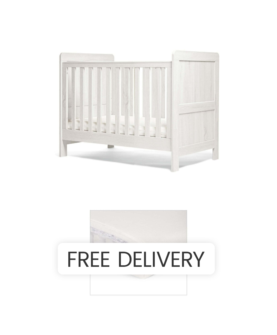 Mamas & Papas Atlas Convertible Cot - Wood - White - 125 x 68.2 x 95.6cm