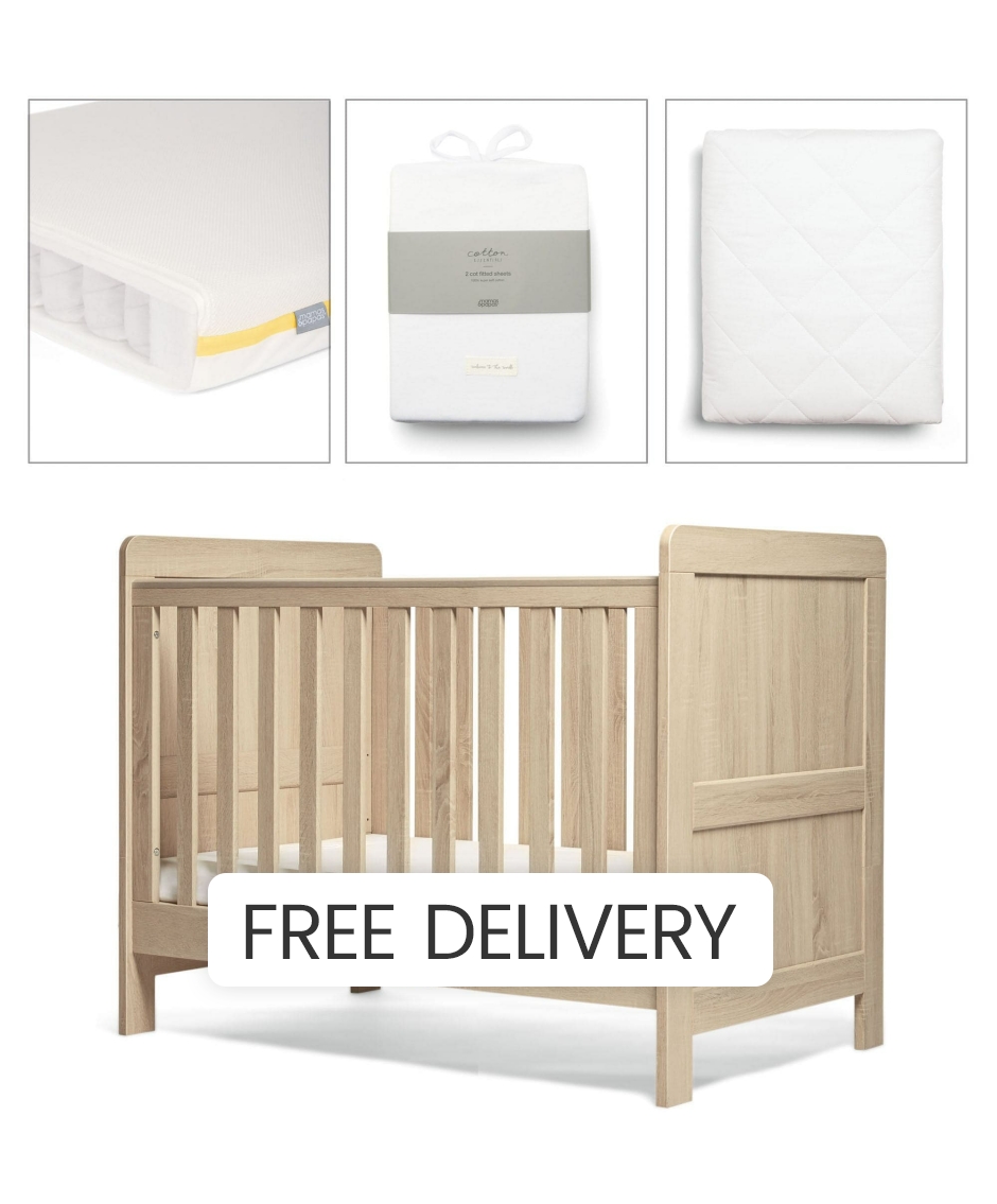 Mamas & Papas Atlas Small Cotbed - Oak - Convertible Toddler Bed