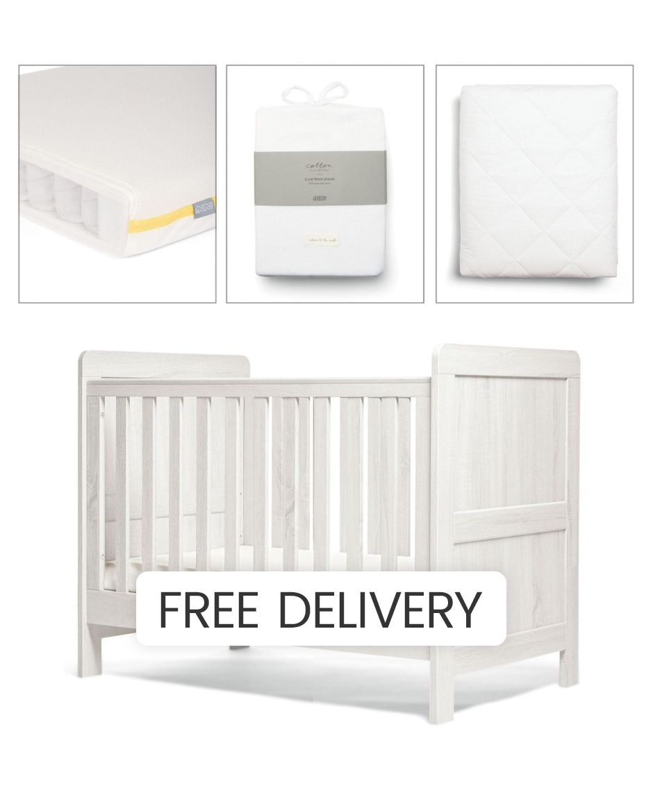 Mamas & Papas Atlas Small Cotbed - White - Convertible Toddler Bed