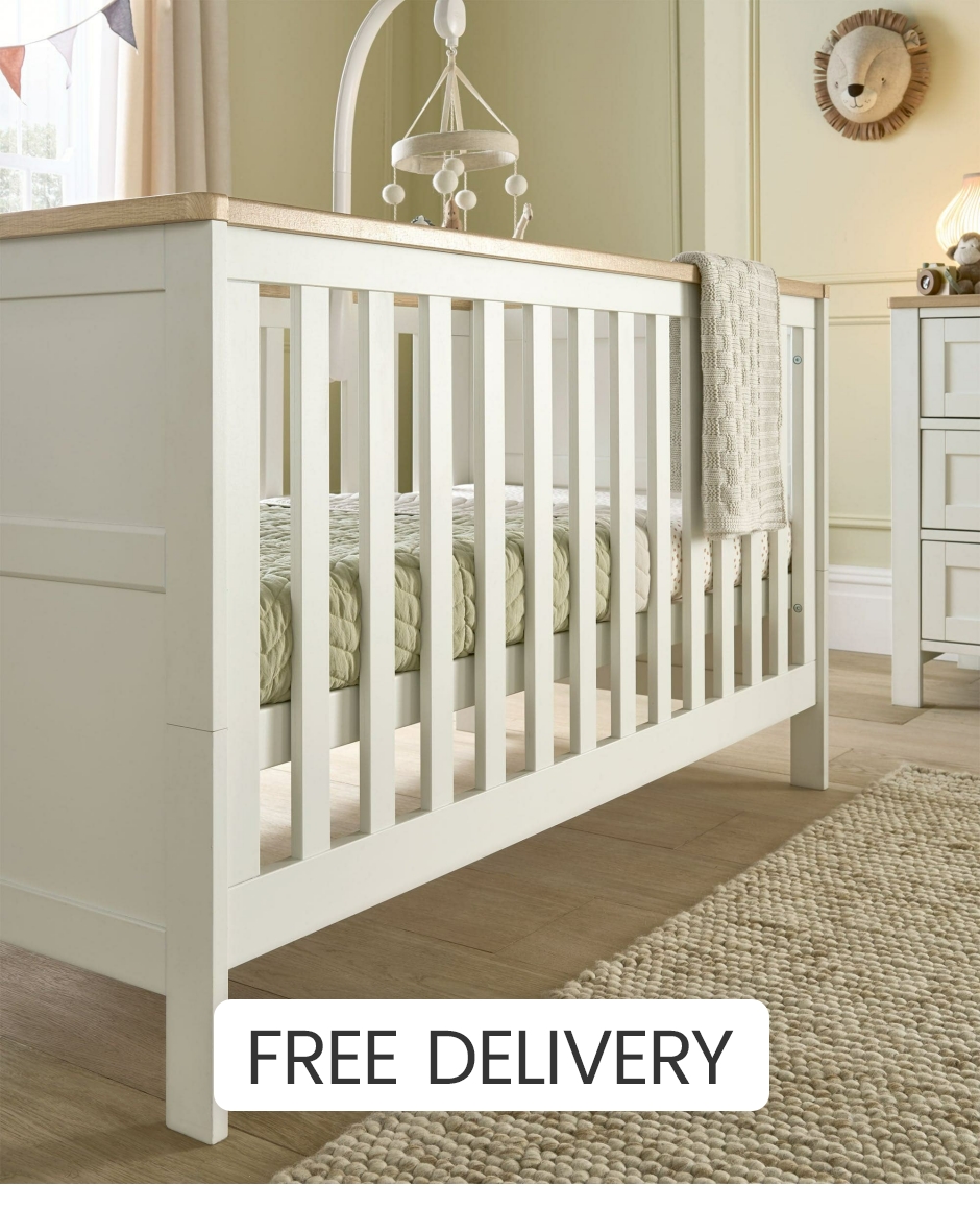 Mamas & Papas Wedmore Cotbed - White - Wood Effect