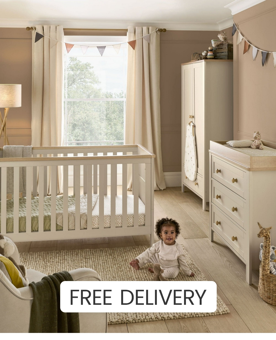 Mamas & Papas Furniture - Wedmore Cotbed, Wardrobe & Dresser - Cashmere Grey