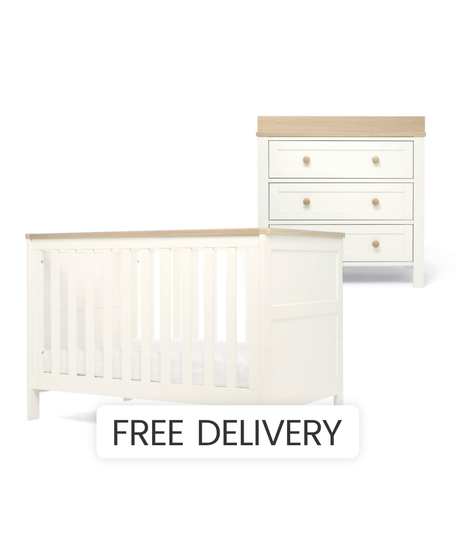 Mamas & Papas Wedmore Small Cotbed Set - White - Wood Effect