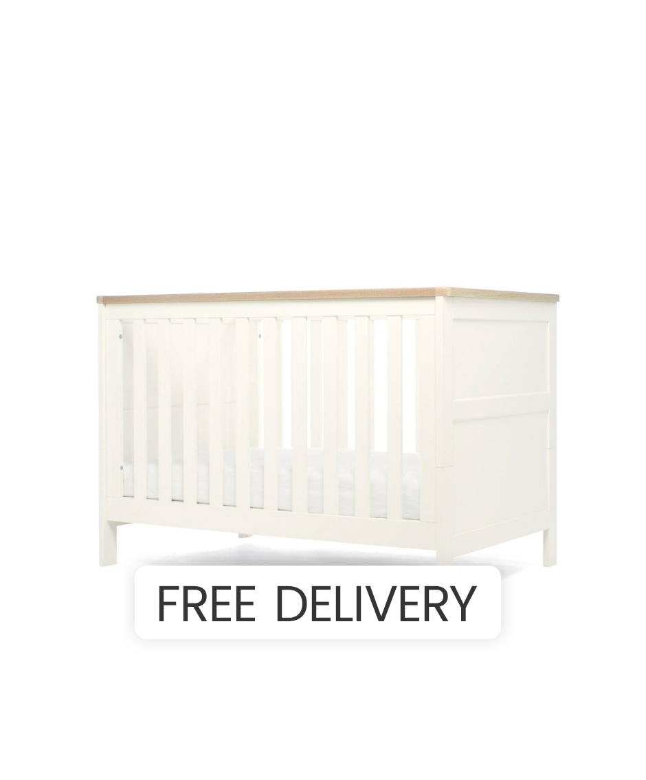 Mamas & Papas Wedmore Small Cotbed - Oak Effect - White