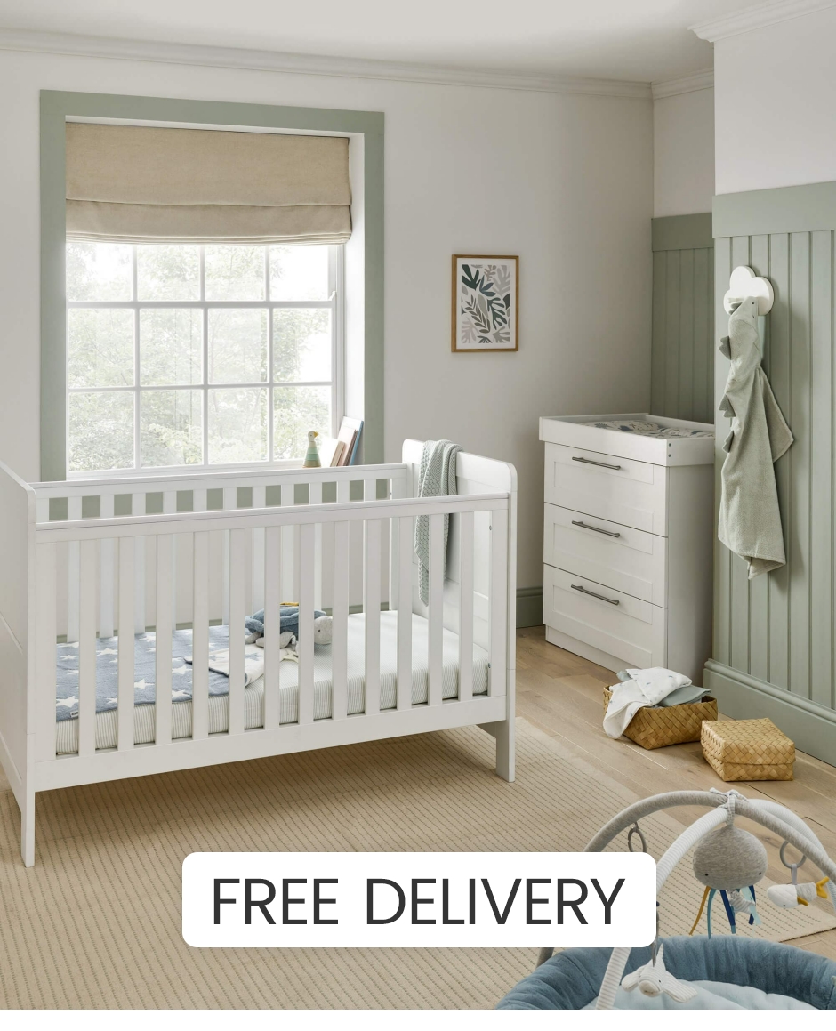 Mamas & Papas Hampden Cotbed and Dresser Set - White