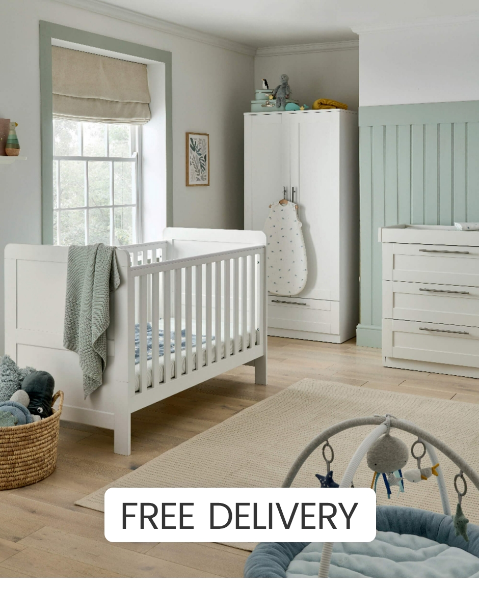 Mamas & Papas Hampden Cotbed, Dresser Changer & Wardrobe Set - White - Wood