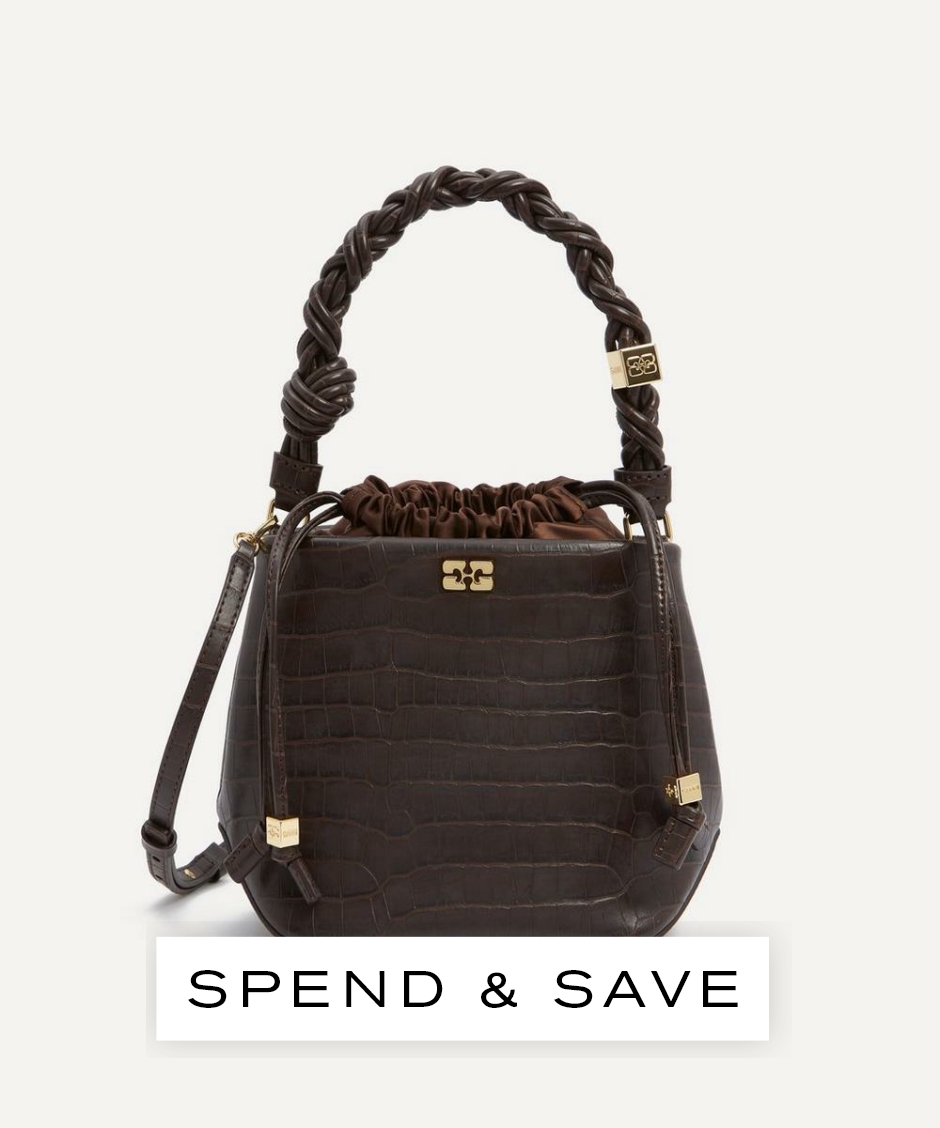 Ganni Women’s Brown Croco Bou Bucket Bag | Luxury Gift