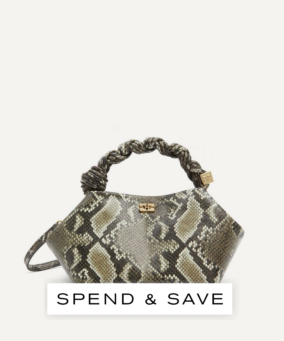 Ganni Women’s Snake Small Bou Top Handle Bag | Grey | Luxury Gift