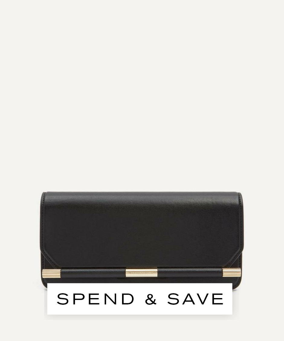 Victoria Beckham Women’s 202 Leather Clutch Bag | Black | Luxury Gift