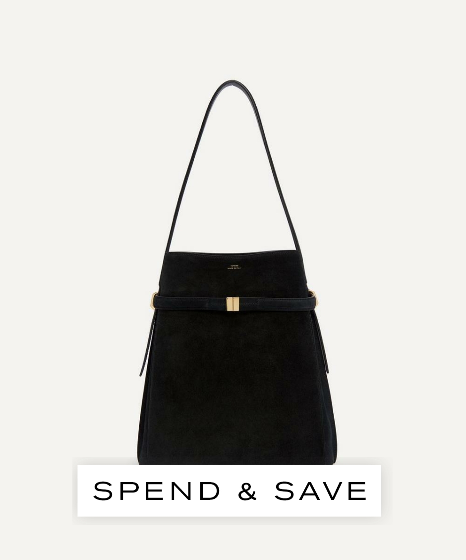 Toteme Women’s Belted Suede Bucket Bag | Black | Luxury Gift