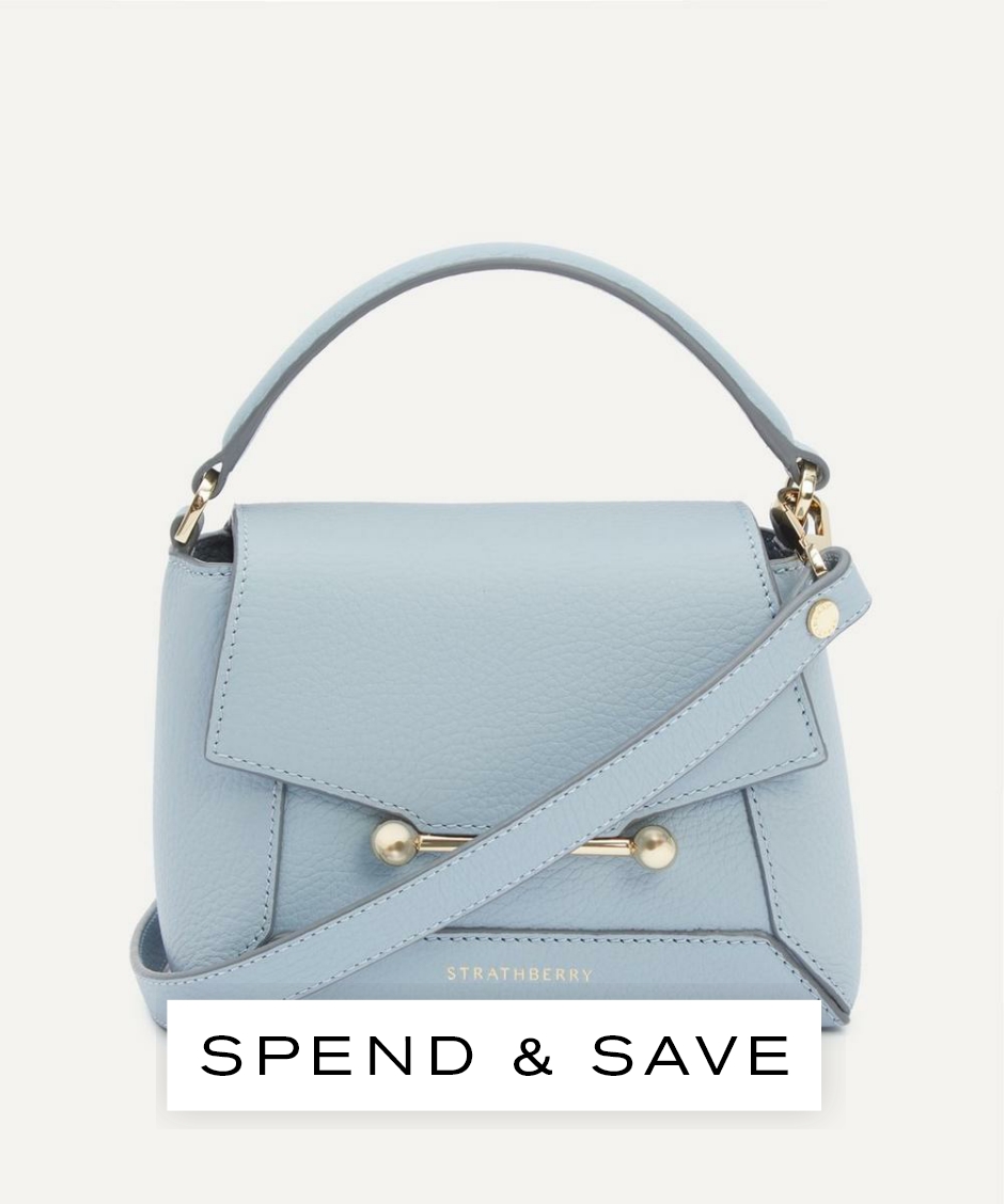 Strathberry Women’s Mosaic Nano Dusky Blue Leather Top Handle Bag | Luxury Gift