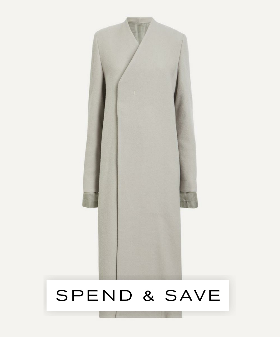 Rick Owens Women’s Double-Breasted Museum Coat | Pearl | Size 8