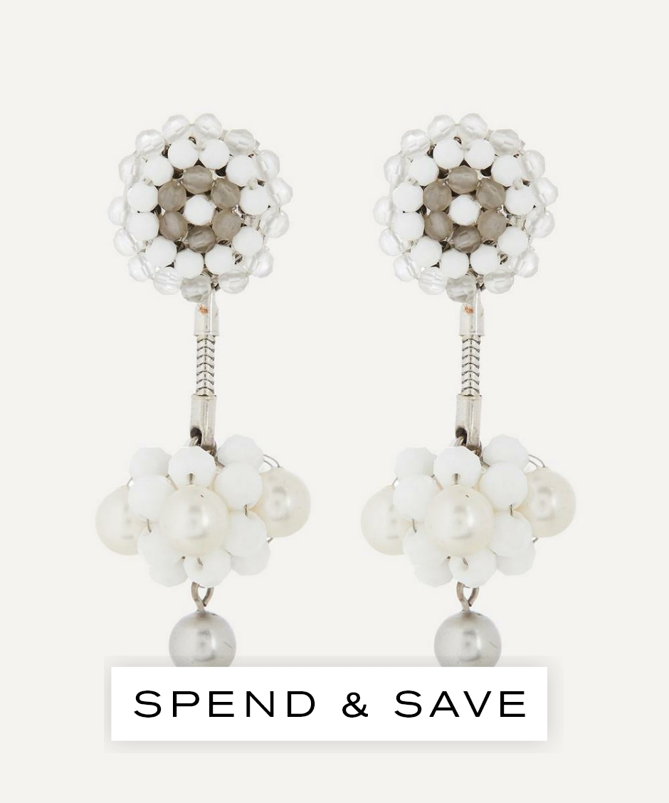 Designer Vintage 1990s Daniel Swarovski White Metal Faux Gemstone Clip-On Drop Earrings | Silver | ONE | Luxury Gift