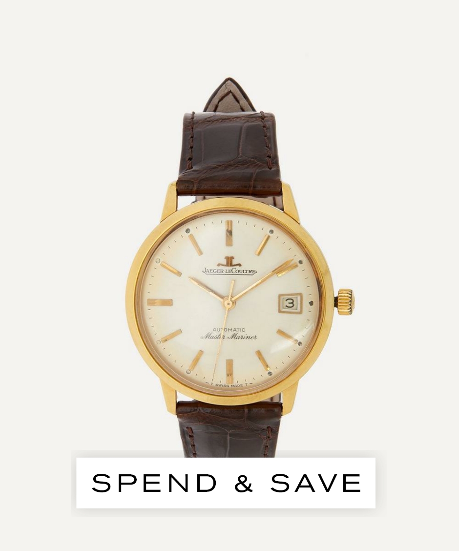 Designer Vintage Mens 1960s Jaeger LeCoultre Automatic Master Mariner Gilt Watch | Brown | Luxury Gift