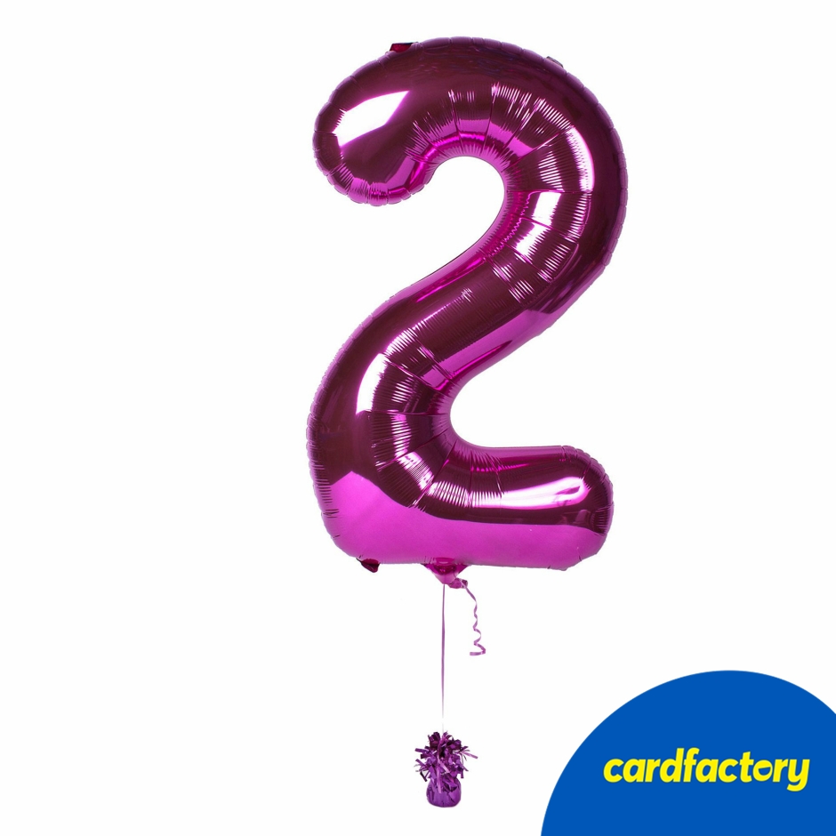 Large Pink Number 2 Inflated Balloon Arrangement