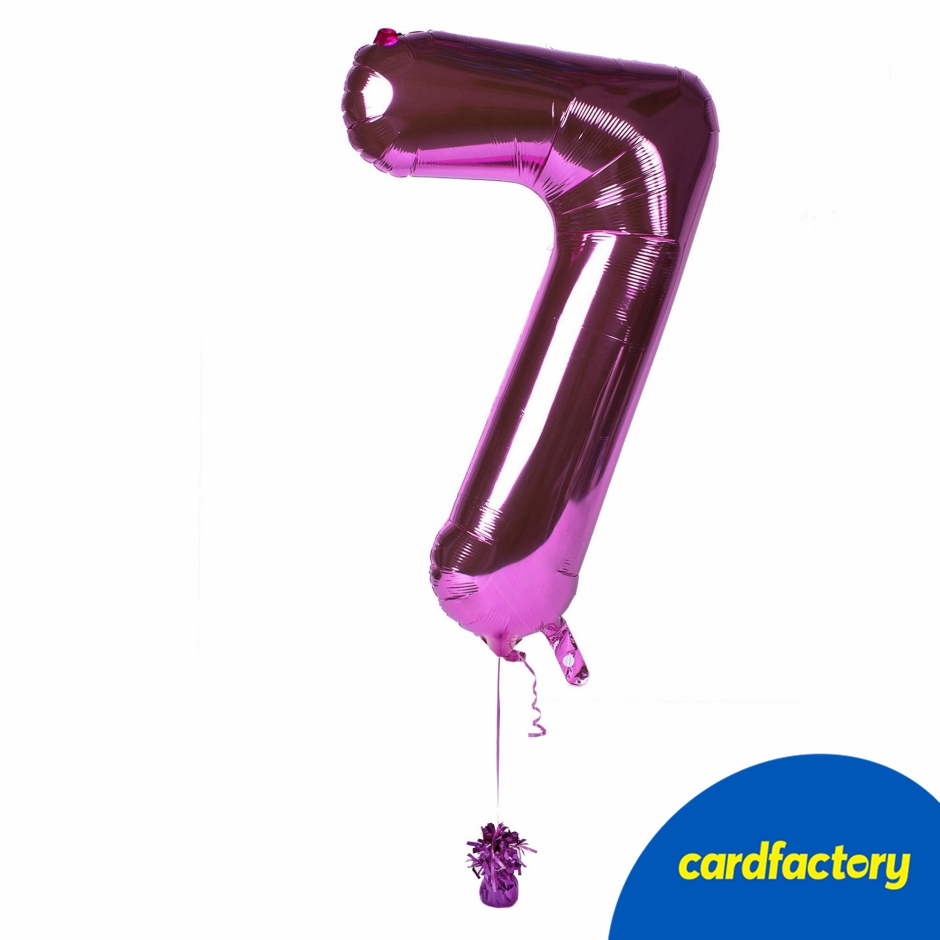 Large Pink Number 7 Inflated Balloon Arrangement