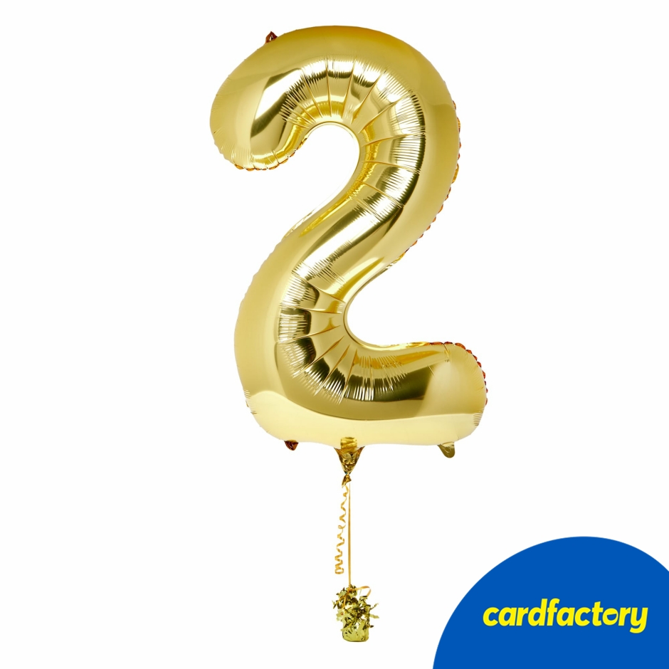 Large Gold Number 2 Inflated Balloon Arrangement
