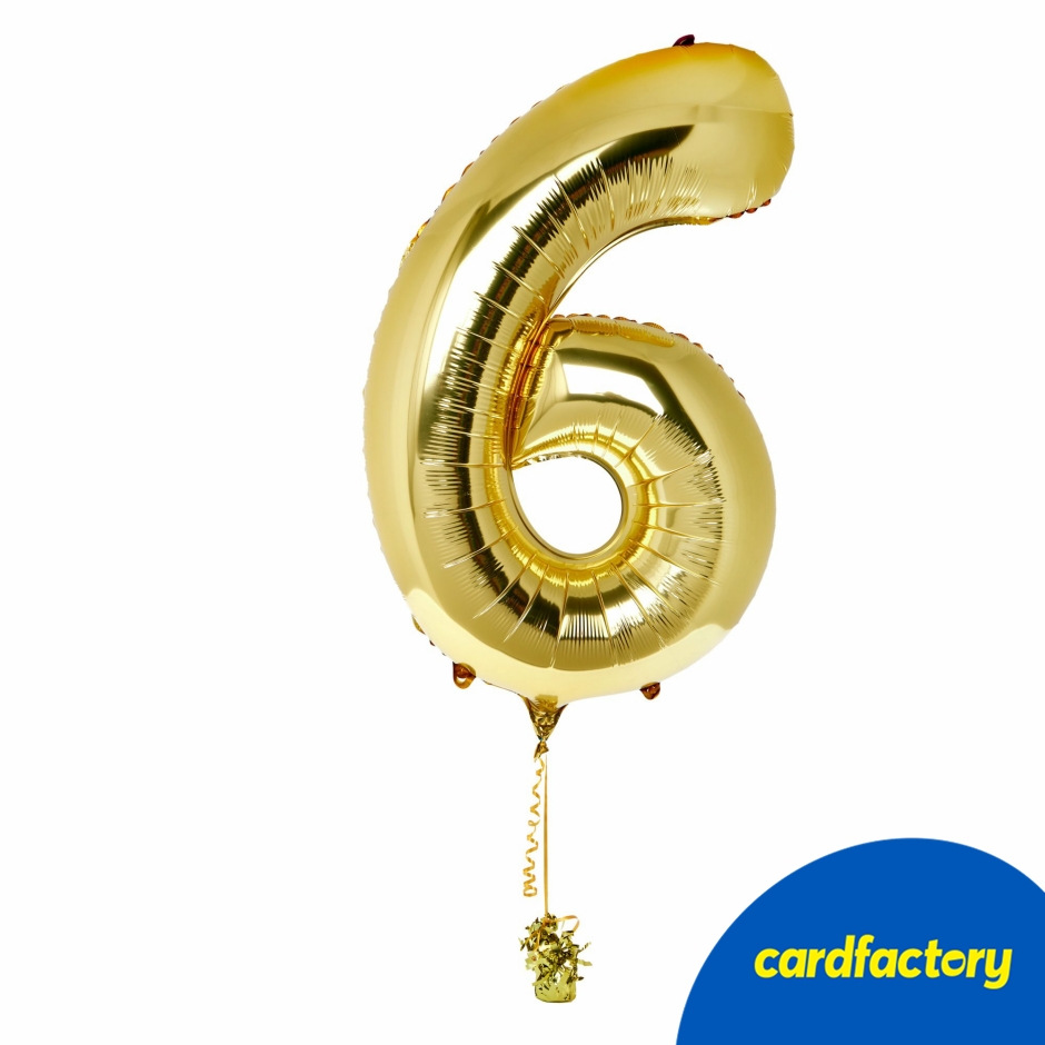 Large Gold Number 6 Inflated Balloon Arrangement