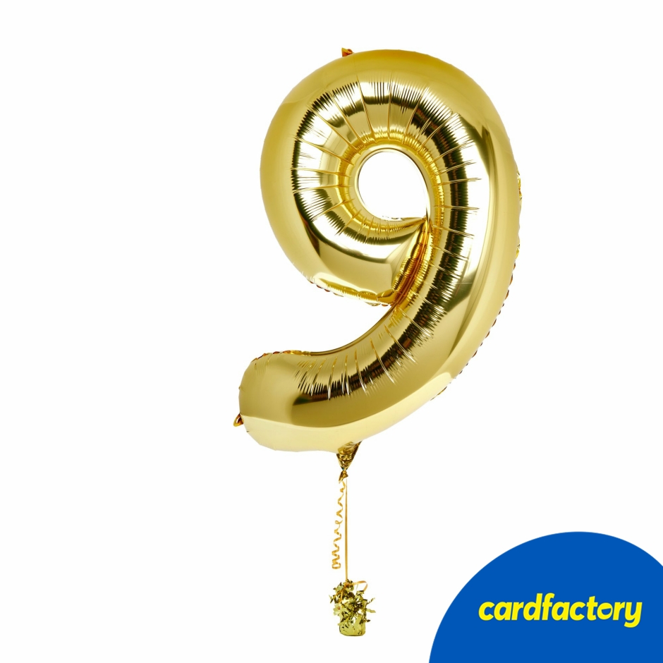 Large Gold Number 9 Inflated Balloon Arrangement