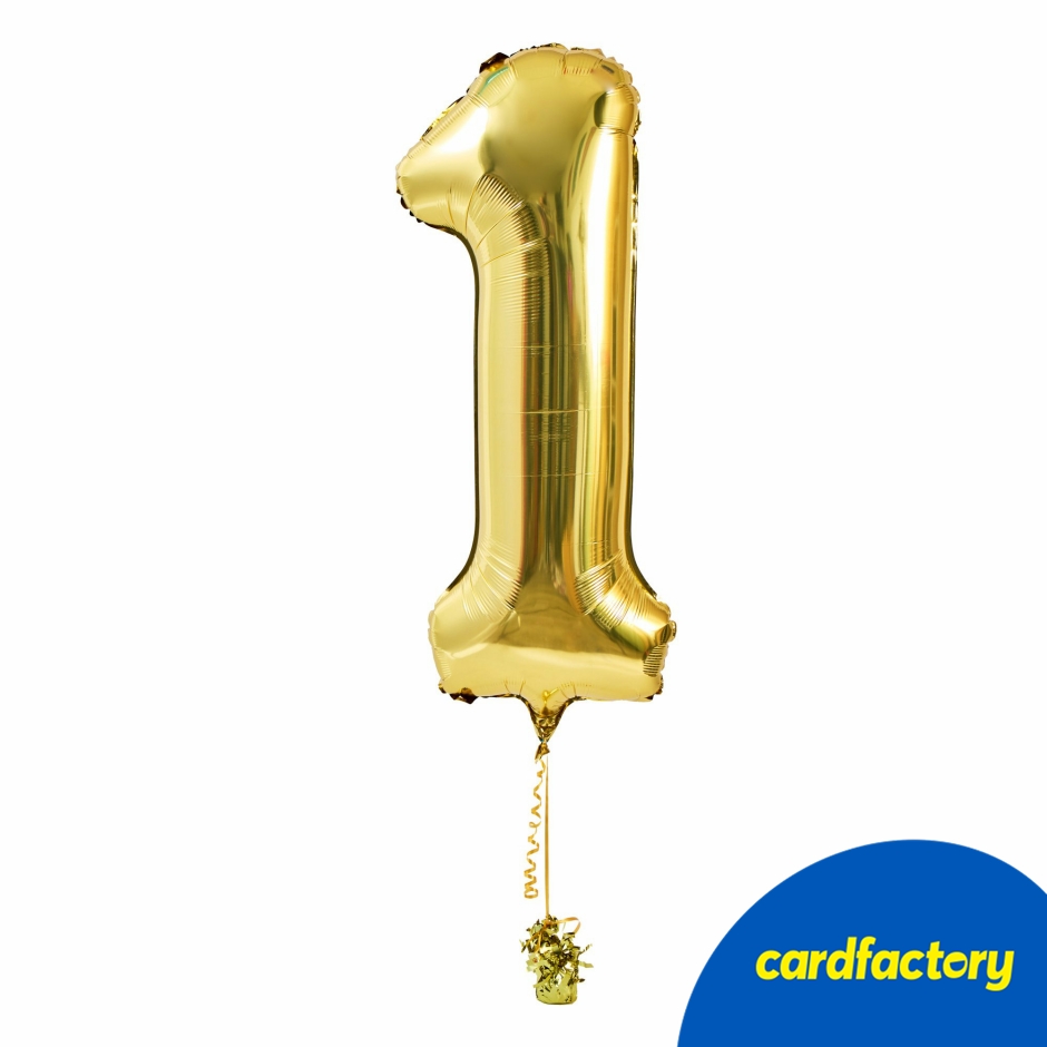 Large Gold Number 1 Inflated Balloon Arrangement