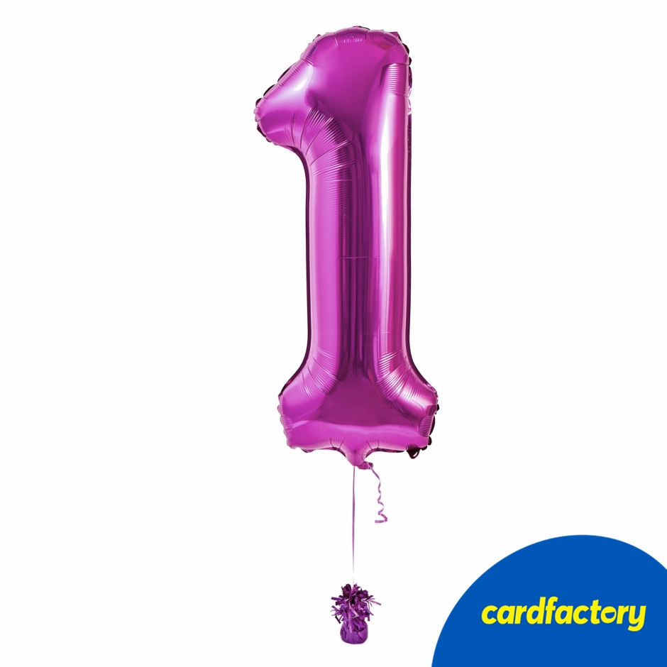 Large Pink Number 1 Inflated Balloon Arrangement