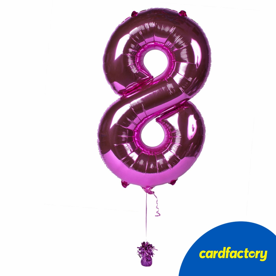 Large Pink Number 8 Inflated Balloon Arrangement