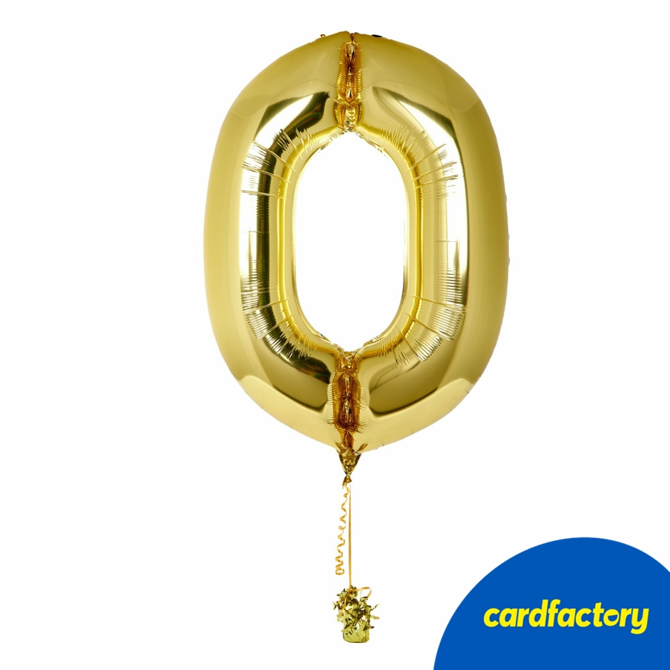 Large Gold Number 0 Inflated Balloon Arrangement