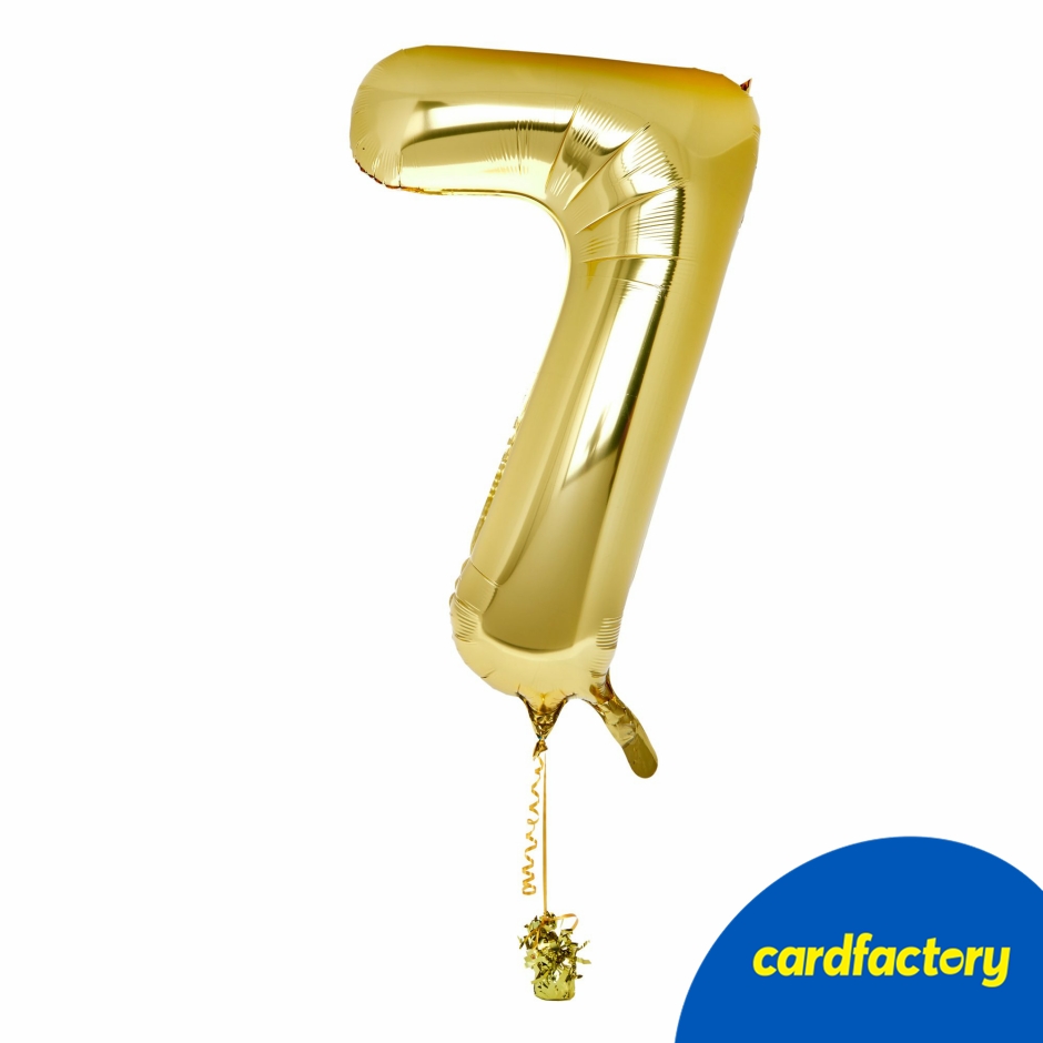 Large Gold Number 7 Inflated Balloon Arrangement