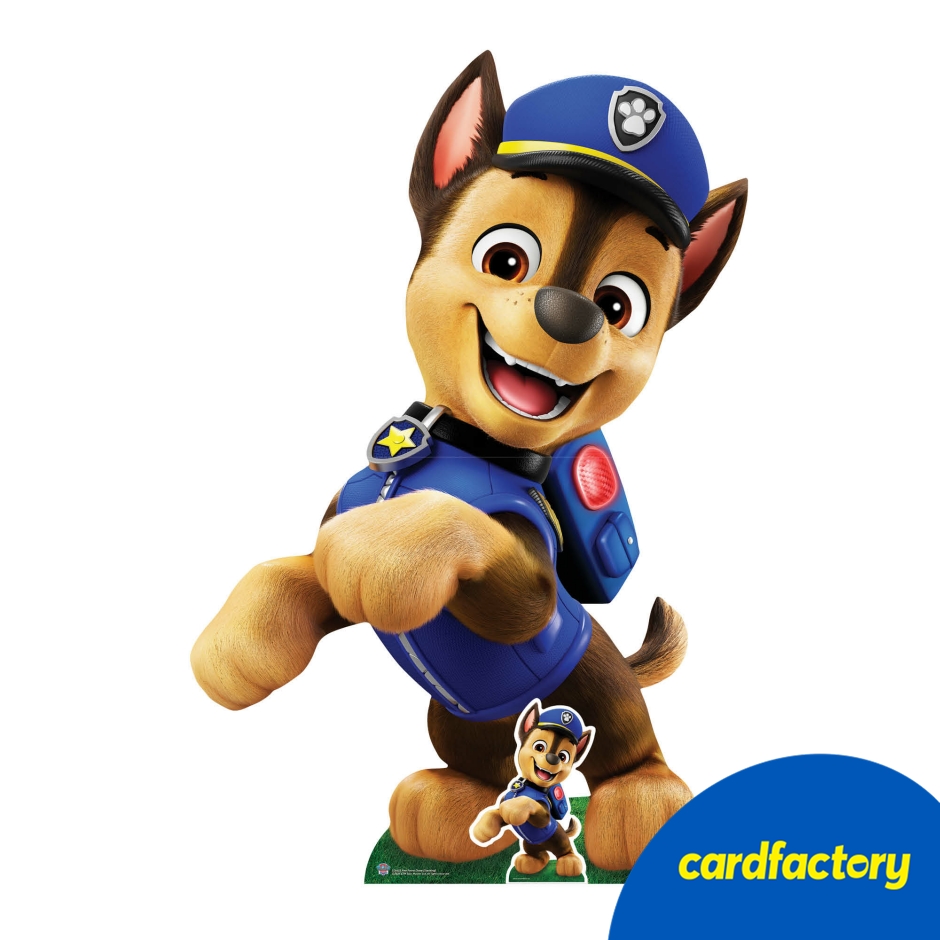Image of Paw Patrol Chase Party Cardboard Cutout | Medium Size 113cm x 89cm | Includes Mini Table-Top Chase | Perfect for Themed Parties | Durable Cardboard Material