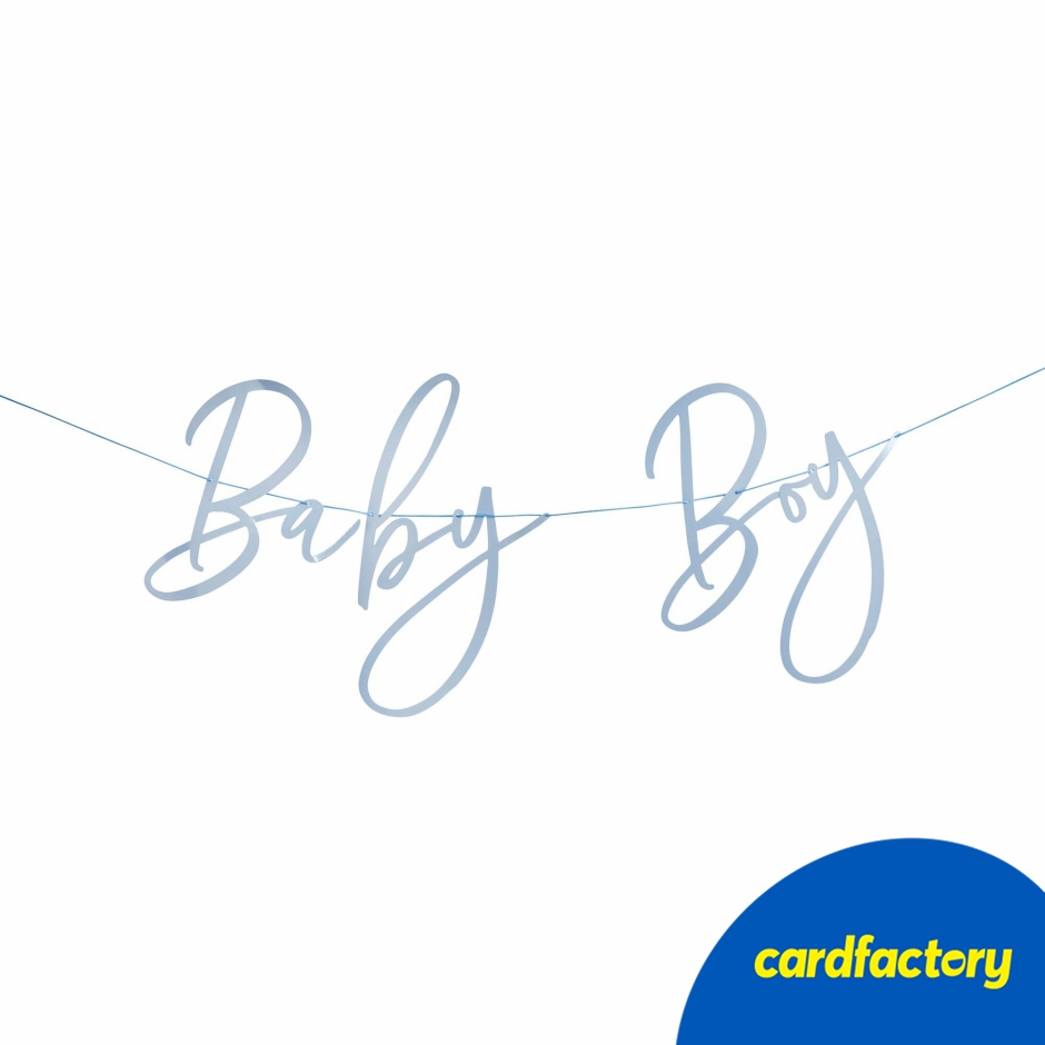 Image of Blue Baby Boy Card Banner | Decorative 2m Banner for Baby Showers | Card and String Material | Perfect for Celebrations