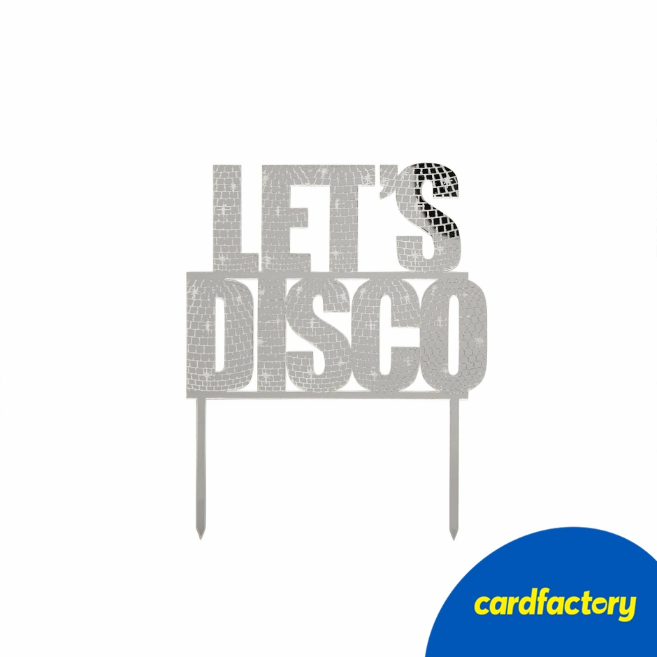 Image of Silver Let's Disco Acrylic Cake Topper