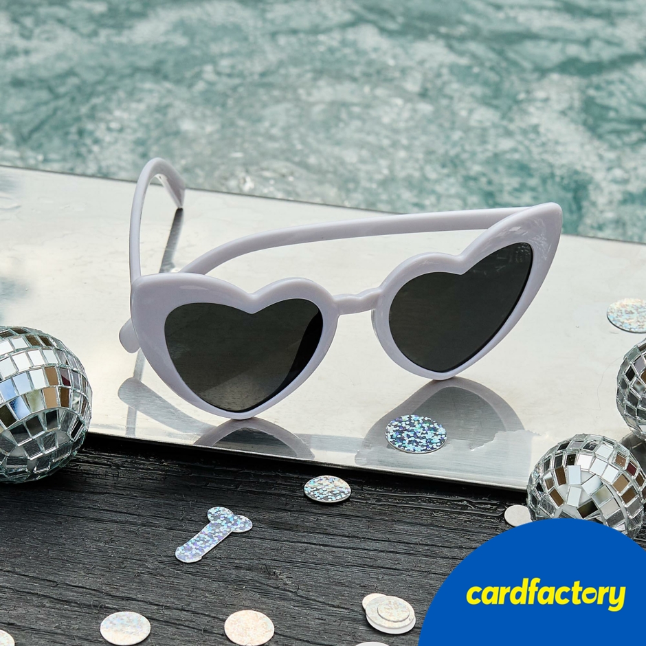 Image of White Heart Sunglasses | Novelty Bridal Accessory | Black Lenses | Plastic Frame | One Size | Perfect Gift