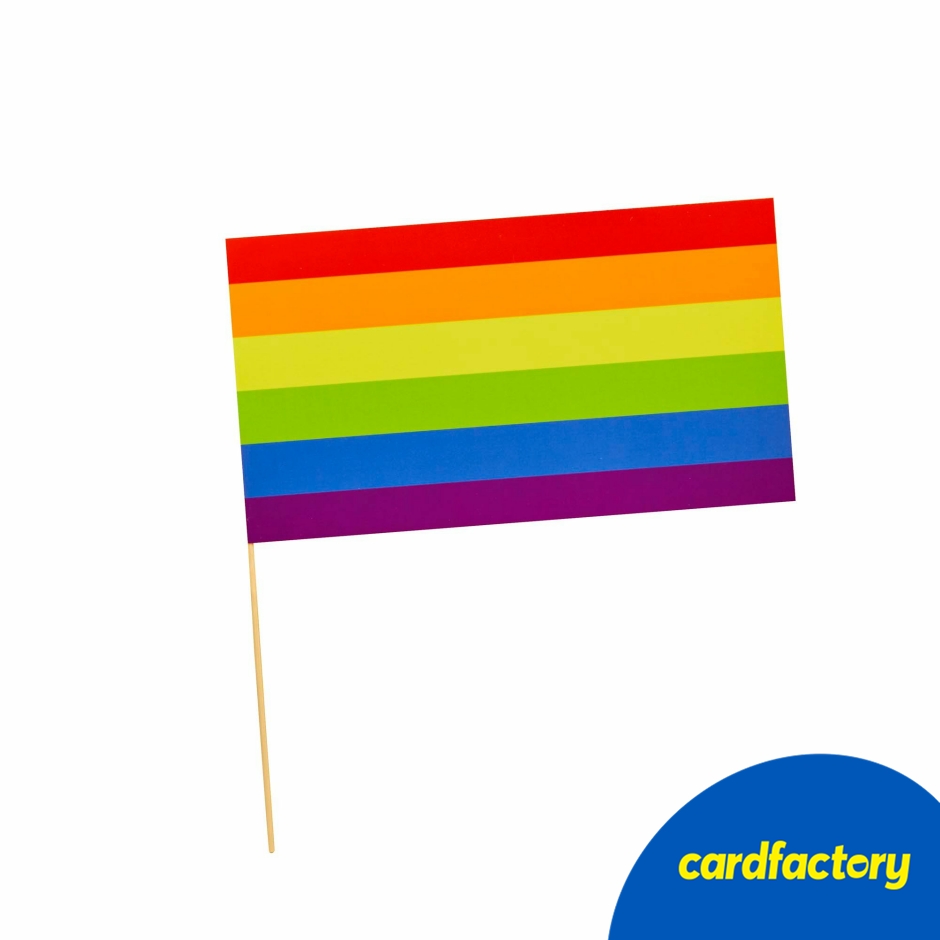Image of Rainbow Paper Flags - Pack of 6 | Vibrant Pride Festival Decorations | Ideal for Parades and Events | 30cm x 25cm | Paper and Wood