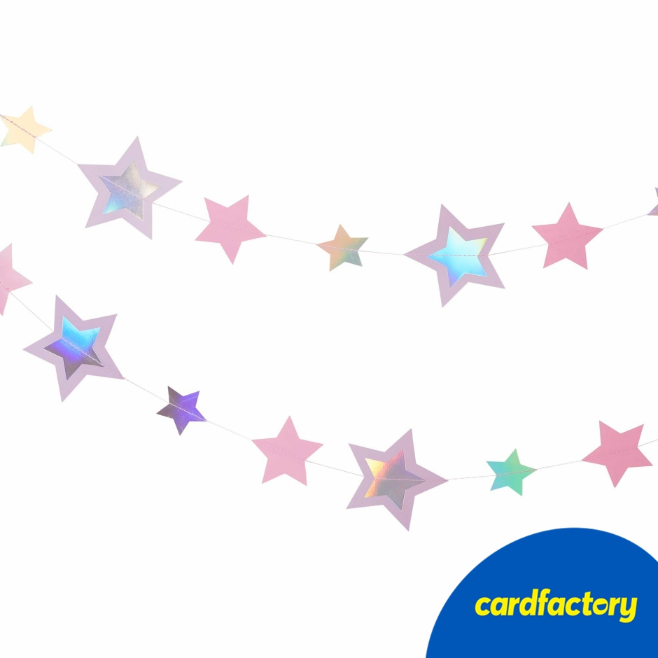 Image of Pink &amp; Purple Trailing Stars Hanging Decoration | 5m | Card &amp; String Material | Perfect for Parties | Transform Your Space