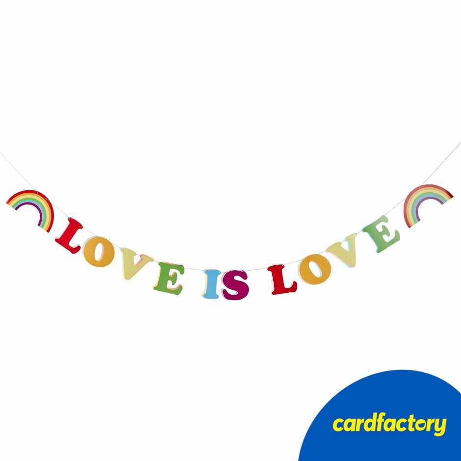 Image of Love is Love Banner with Rainbow Pendants | Festive Pride Decor | Paper &amp; String | 2m Long | Perfect for Celebrations