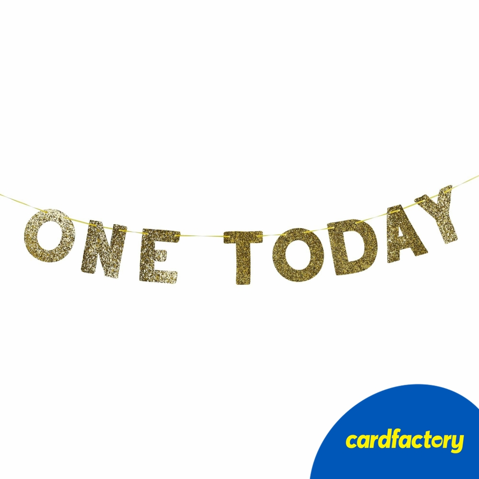 Image of Gold Glitter One Today Card Banner 2m