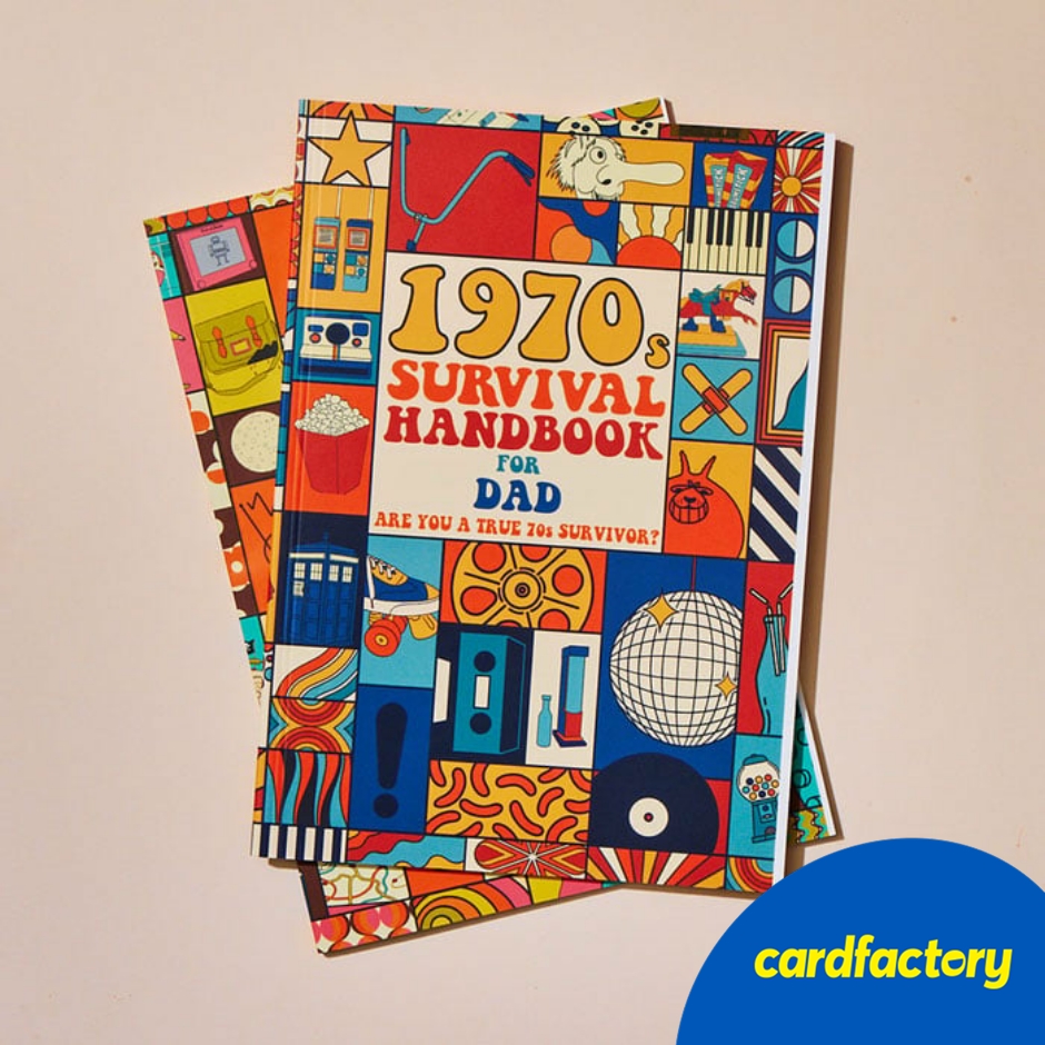 Image of Personalised 1970s Nostalgia Survival Book | Memories &amp; Scenarios from the 1970s | Customisable with 2 Names | Paperback | Size: 22.2cm x 14.45cm