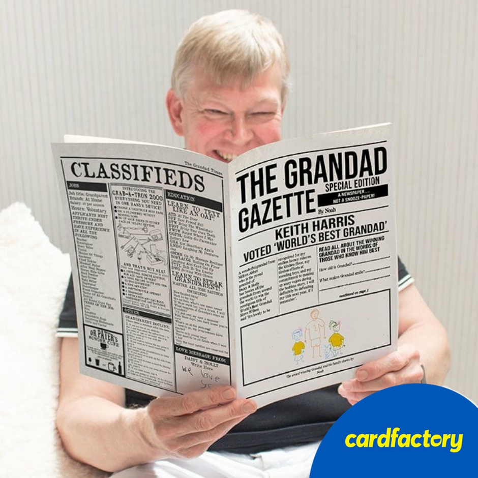 Image of Personalised Newspaper Gift - The Grandad Times | Unique Keepsake with Custom Name, Town &amp; Birth Date | A4 Size | Special Grandad Gift