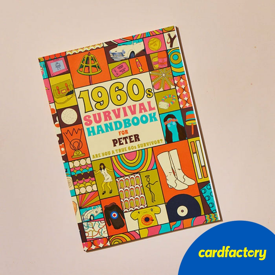 Image of Personalised 1960s Nostalgia Survival Book | Paperback Edition | Customisable with Names | 40 Full-Color Pages | Retro Gift | 22.2cm x 14.45cm