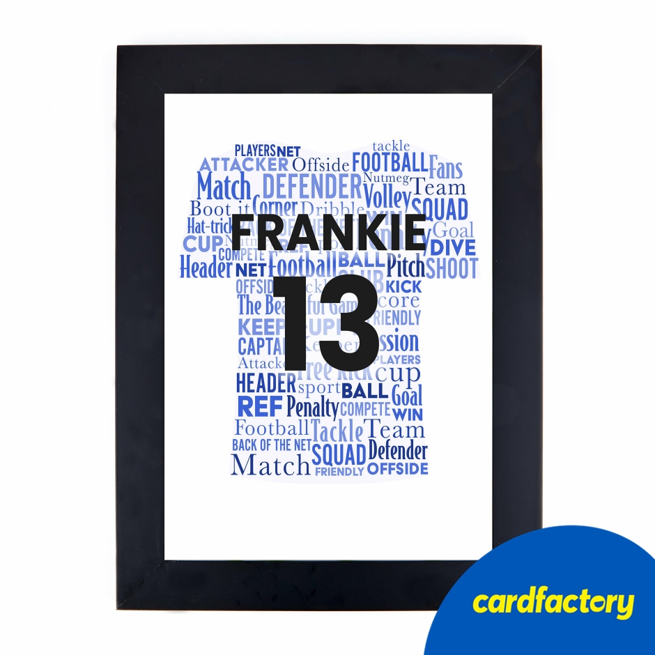 Image of Personalised Footballer Name Print, Blue