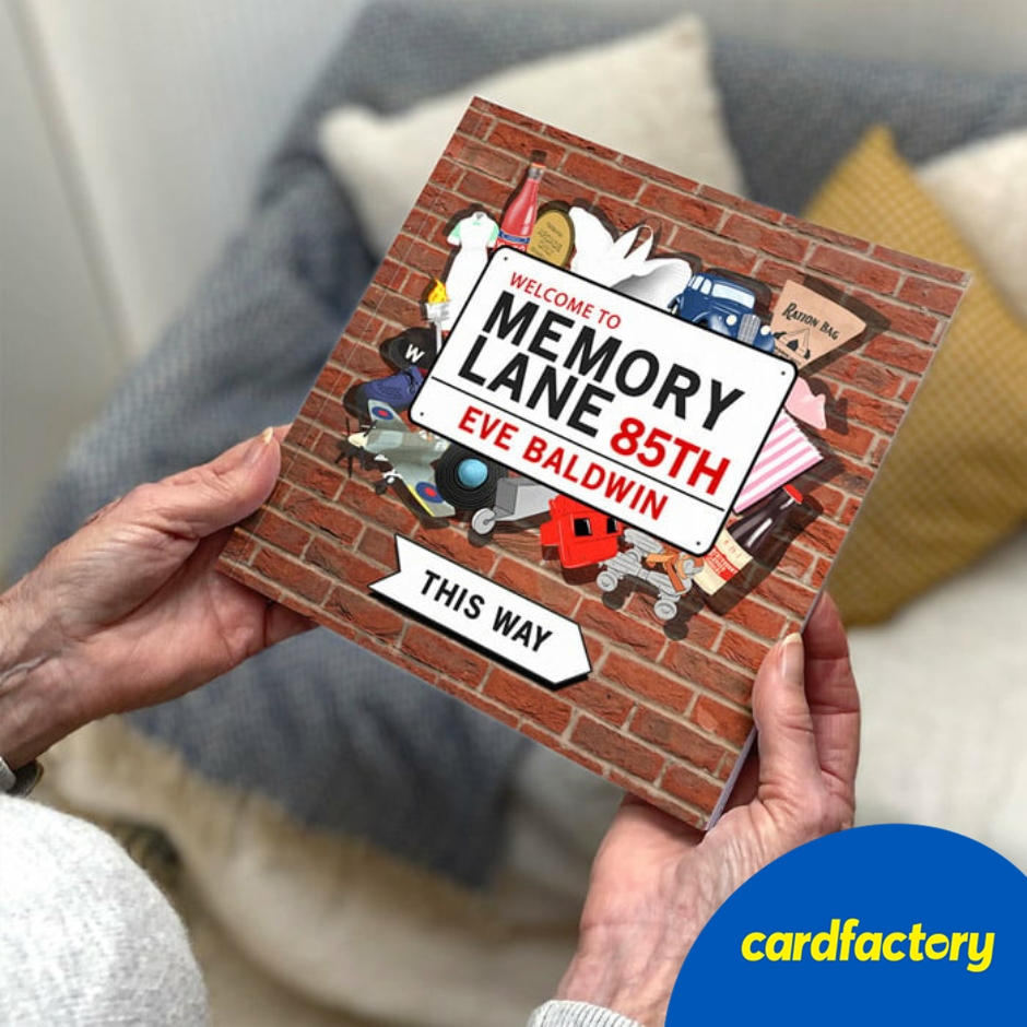 Image of Personalised Memory Lane Book for 85th Birthday | Nostalgic Memories &amp; Fun Facts | Unique Gift | Size: 21cm x 21cm