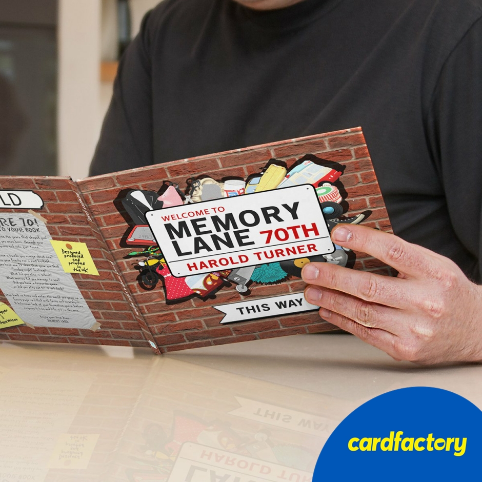 Image of Personalised Memory Lane Book | 70th Birthday Edition | Full-Colour Illustrations | Custom Date of Birth | 21cm x 21cm