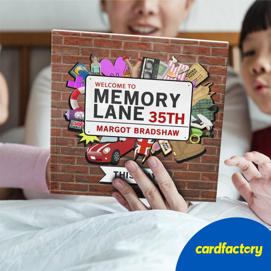Image of Personalised Memory Lane Book | 35th Birthday Edition | Full-Colour Illustrations | Custom Nostalgia &amp; Fun Facts | 21cm x 21cm